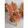 Barokowy Komplet Wypoczynkowy Wypoczynek Bordowy - Sofa + 4 Fotele + Stół