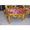 Barokowy Komplet Wypoczynkowy Wypoczynek Bordowy - Sofa + 4 Fotele + Stół