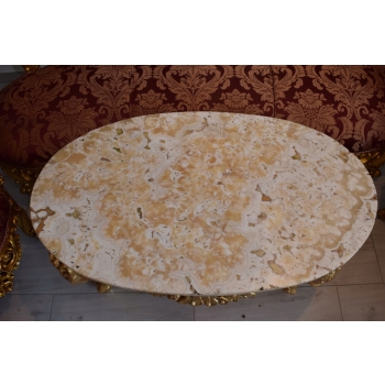 Barokowy Komplet Wypoczynkowy Wypoczynek Bordowy - Sofa + 4 Fotele + Stół
