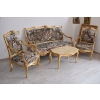 KRÓLEWSKI Komplet Mebli - Kawowy GOBELIN Wypoczynek Sofa + 2 Fotele + Stół
