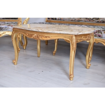 KRÓLEWSKI Komplet Mebli - Kawowy GOBELIN Wypoczynek Sofa + 2 Fotele + Stół