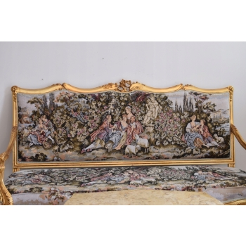KRÓLEWSKI Komplet Mebli - Kawowy GOBELIN Wypoczynek Sofa + 2 Fotele + Stół