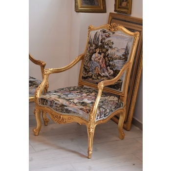 KRÓLEWSKI Komplet Mebli - Kawowy GOBELIN Wypoczynek Sofa + 2 Fotele + Stół