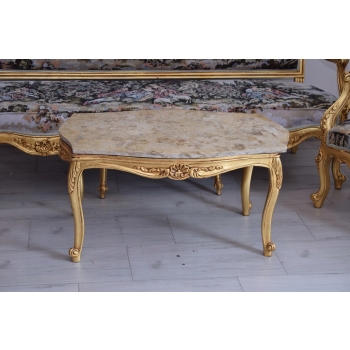 KRÓLEWSKI Komplet Mebli - Kawowy GOBELIN Wypoczynek Sofa + 2 Fotele + Stół