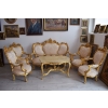 Barokowy Komplet Wypoczynkowy Wypoczynek Beżowy - Sofa + 4 Fotele + Stół