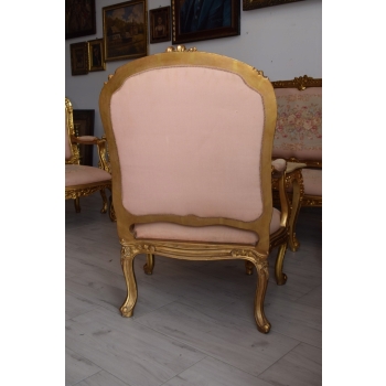 Barokowy Komplet Wypoczynkowy Wypoczynek Róż Kwiaty Sofa + 4 Fotele + Stół