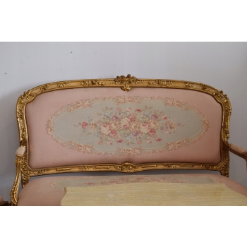 Barokowy Komplet Wypoczynkowy Wypoczynek Róż Kwiaty Sofa + 4 Fotele + Stół