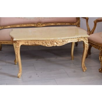 Barokowy Komplet Wypoczynkowy Wypoczynek Róż Kwiaty Sofa + 4 Fotele + Stół