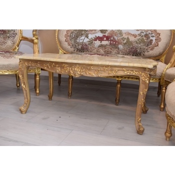 Barokowy Komplet Wypoczynkowy Wypoczynek Gobelin Sofa + 4 Fotele + Stół