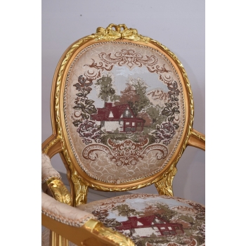 Barokowy Komplet Wypoczynkowy Wypoczynek Gobelin Sofa + 4 Fotele + Stół