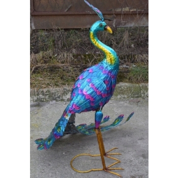 Dostojny Metalowy Paw - Kolorowy - Figura Ogrodowa - Dom Vintage Ogród