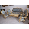 Barokowy Komplet Wypoczynkowy Wypoczynek Niebieski - Sofa + 4 Fotele + Stół