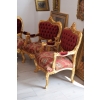 Barokowy Komplet Wypoczynkowy Wypoczynek Czerwony - Sofa + 4 Fotele + Stół