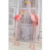 metalowy RÓŻOWY FLAMING FIGURA OGRODOWA UROCZA PARA 107 I 84 CM