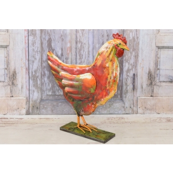 Metalowa Kura - Figura Ogrodowa - Ogród Figurka Kurczak - Vintage Rzeźba