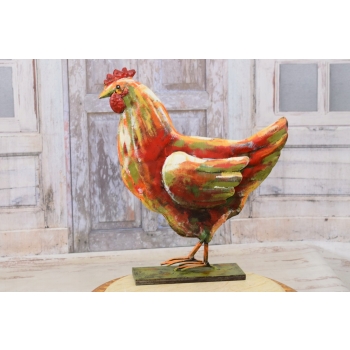 Metalowa Kura - Figura Ogrodowa - Ogród Figurka Kurczak - Vintage Rzeźba