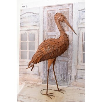 Metalowa Figura - Bocian Czapla Paw Ptak - Ogród Figurka - Dekoracja Ozdoba
