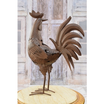 Metalowy Kogut- Figura Ogrodowa - Ogród Figurka Kogucik Rzeźba Rękodzieło