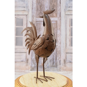 Metalowy Kogut- Figura Ogrodowa - Ogród Figurka Kogucik Rzeźba Rękodzieło
