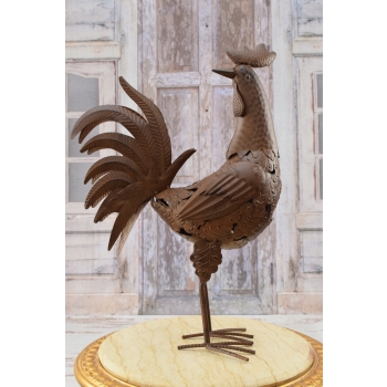 Metalowy Kogut- Figura Ogrodowa - Ogród Figurka Kogucik Rzeźba Rękodzieło