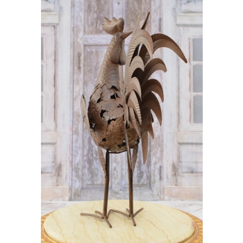Metalowy Kogut- Figura Ogrodowa - Ogród Figurka Kogucik Rzeźba Rękodzieło