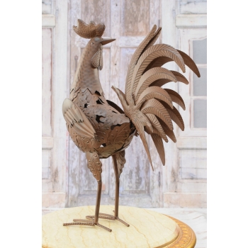 Metalowy Kogut- Figura Ogrodowa - Ogród Figurka Kogucik Rzeźba Rękodzieło