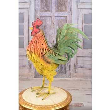Metalowy Kogut- Figura Ogrodowa - Kolorowy Kogut