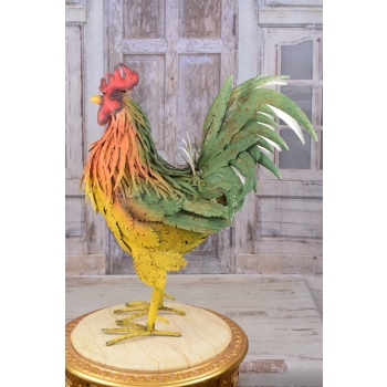 Metalowy Kogut- Figura Ogrodowa - Kolorowy Kogut