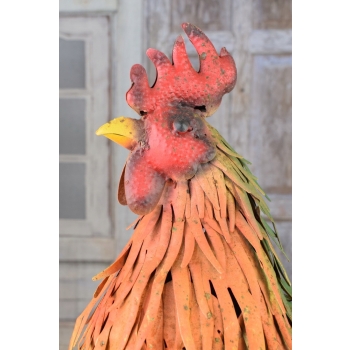 Metalowy Kogut- Figura Ogrodowa - Kolorowy Kogut