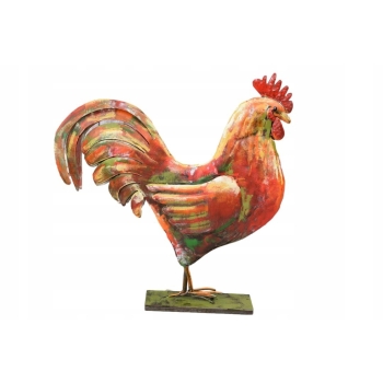 Metalowy Kogut - Figura Ogrodowa - Ogród Figurka Kurczak - Vintage