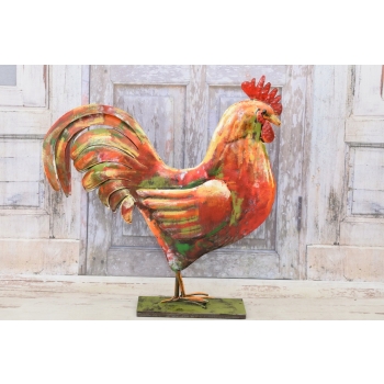Metalowy Kogut - Figura Ogrodowa - Ogród Figurka Kurczak - Vintage