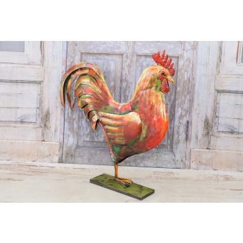 Metalowy Kogut - Figura Ogrodowa - Ogród Figurka Kurczak - Vintage