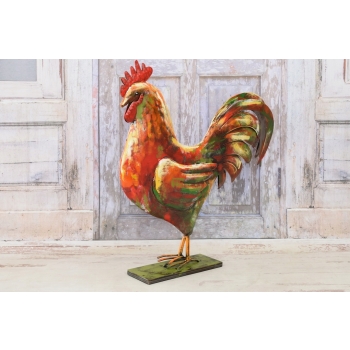 Metalowy Kogut - Figura Ogrodowa - Ogród Figurka Kurczak - Vintage
