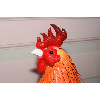 Metalowy Kogut - Figura Ogrodowa - Kolorowy Kurczak Kura - Dekoracja
