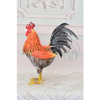 Metalowy Kogut - Figura Ogrodowa - Kolorowy Kurczak Kura - Dekoracja