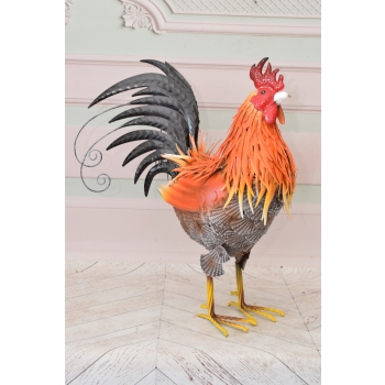 Metalowy Kogut - Figura Ogrodowa - Kolorowy Kurczak Kura - Dekoracja