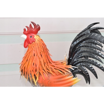Metalowy Kogut - Figura Ogrodowa - Kolorowy Kurczak Kura - Dekoracja