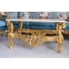 Barokowy Komplet Wypoczynkowy Wypoczynek NIEBIESKI - Sofa + 4 Fotele + Stół