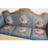 Barokowy Komplet Wypoczynkowy Wypoczynek NIEBIESKI - Sofa + 4 Fotele + Stół