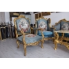 Barokowy Komplet Wypoczynkowy Wypoczynek NIEBIESKI - Sofa + 4 Fotele + Stół