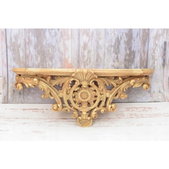 Złota Konsola na Ścianę - Półka na Ścianę - Dekor Ścienny - Art Deco Styl