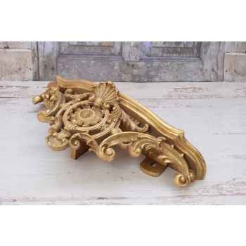 Złota Konsola na Ścianę - Półka na Ścianę - Dekor Ścienny - Art Deco Styl