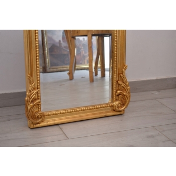 Lustro Długie Wąskie - Secesja Złote - 177 x 53 cm Kryształowe Drewniane
