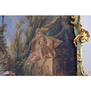 Barokowa Scena Rodzajowa - Francja - Wielki Obraz Złota Rama 150x98