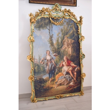 Barokowa Scena Rodzajowa - Francja - Wielki Obraz Złota Rama 150x98