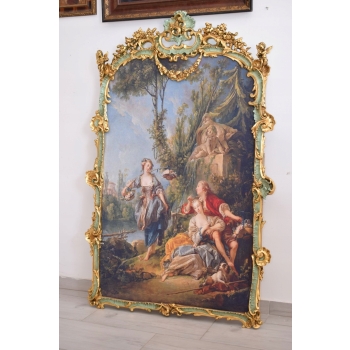 Barokowa Scena Rodzajowa - Francja - Wielki Obraz Złota Rama 150x98