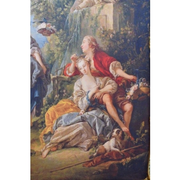 Barokowa Scena Rodzajowa - Francja - Wielki Obraz Złota Rama 150x98