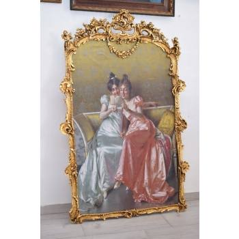 Dwie Siostry Arystokratki Francja - Wielki Obraz Złota Rama 150x98