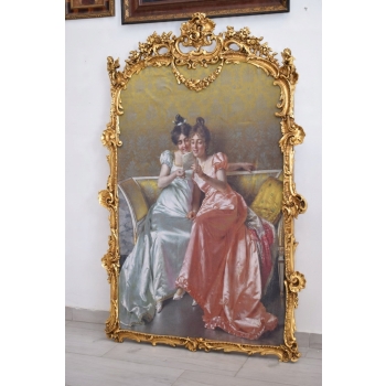 Dwie Siostry Arystokratki Francja - Wielki Obraz Złota Rama 150x98