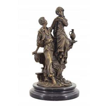 Romeo i Julia Miłość - Figura Rzeźba z Brązu - Marmur Podstawa - Francja